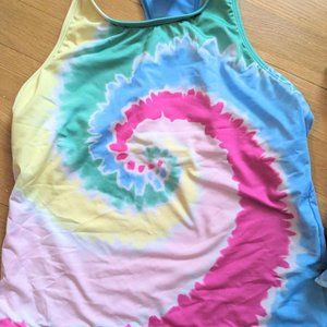 Land's End Pink Swirl Tie Dye Swimsuit - Girls Size 14